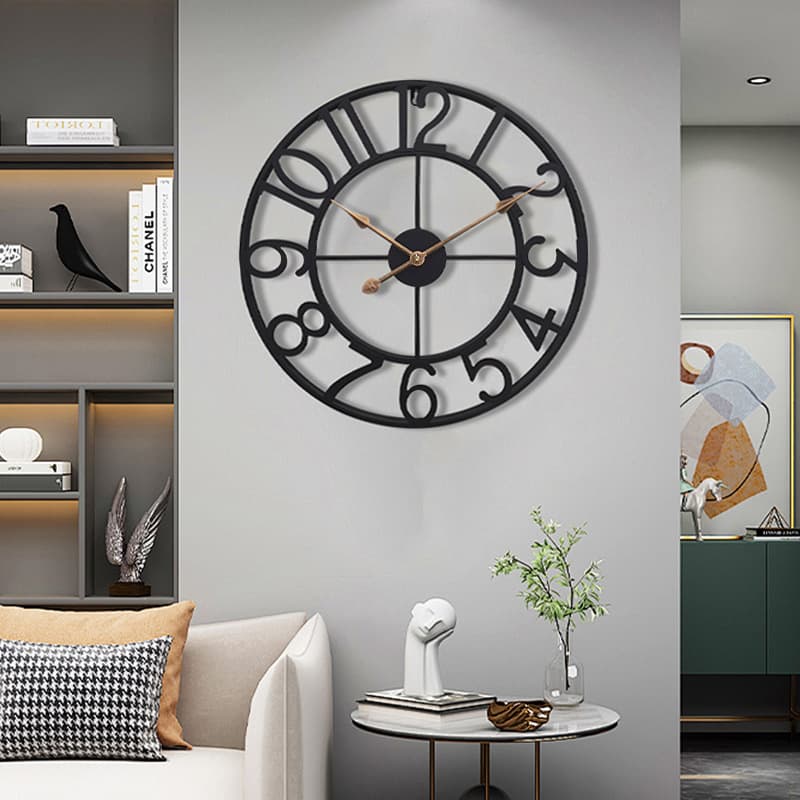 Thickened Classic Simple Iron Art Clock American Digital Style Silent Wall Hanging Clock Home Use Clock for Living Room
