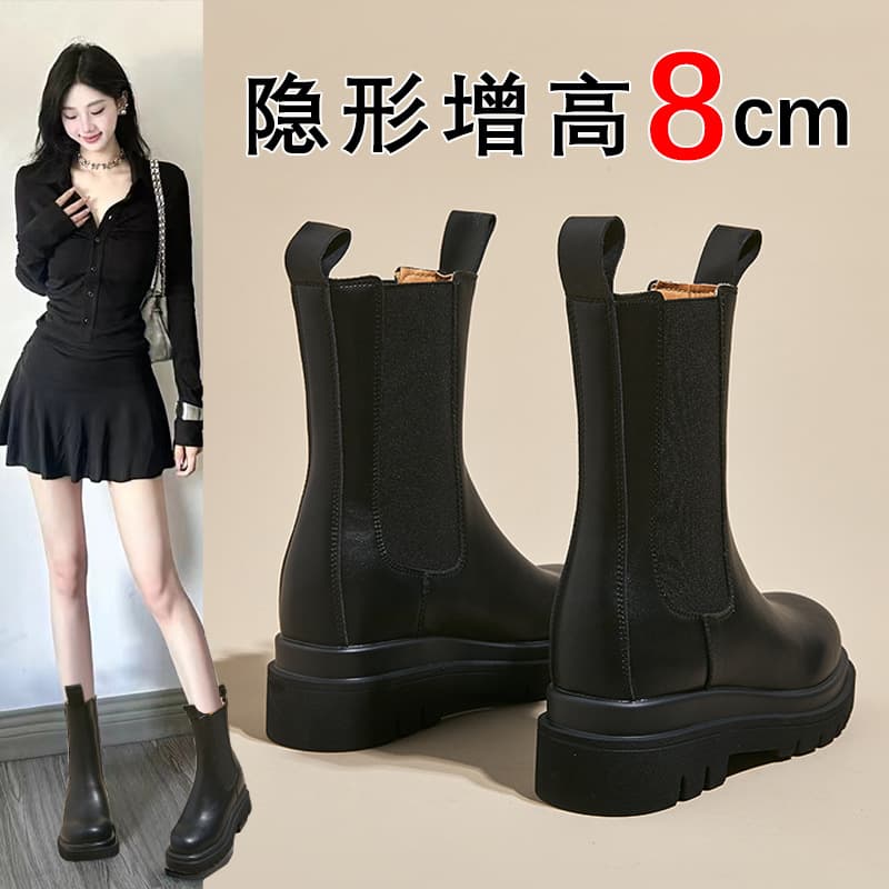 Martin Boots Women 2026 New Spring Autumn Women's Boots Mid Heel Slim Boots Outdoor Hiking Short Boots Thick Sole Chelsea Boots