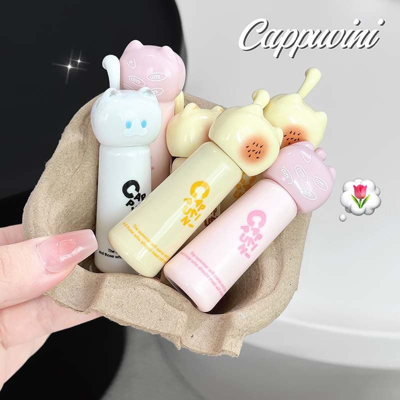 CAPPUVINI Cute Cat Water Gloss Lip Gloss Moisturizing Gentle Brightening Mirror Finish Lip Gloss Student Makeup Domestic Brand