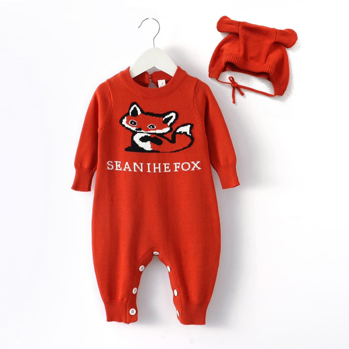 Baby Autumn Long-Sleeve Bodysuit Romper Infant Clothes Spring Fall Children's Red Sweater First Birthday Knit One-Piece Outfit