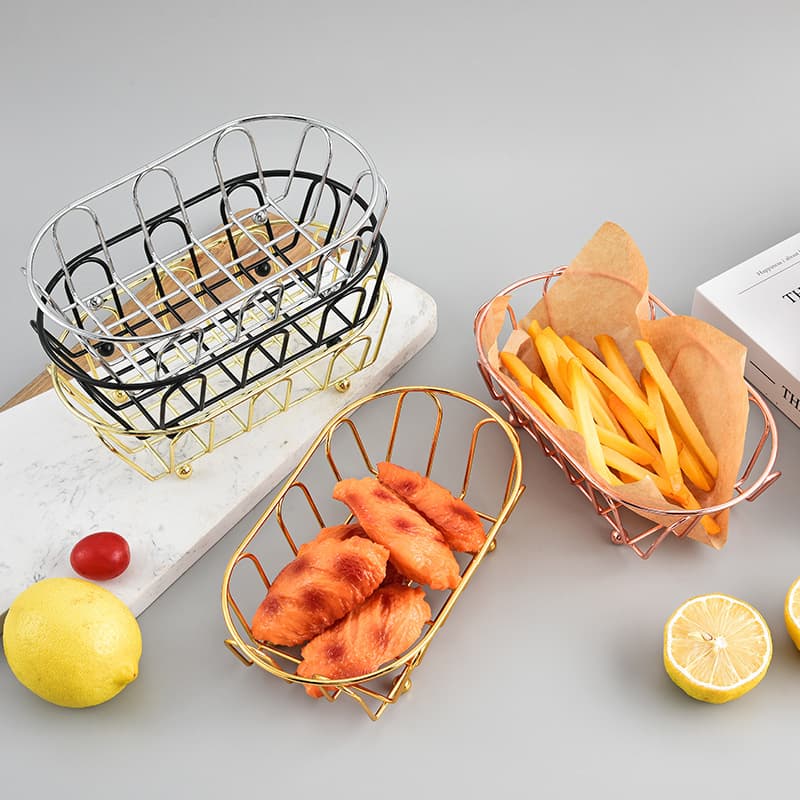 American fruit plate, fruit basket, wrought iron fried basket, bread basket, French fries basket, Western restaurant coffee, fried chicken basket, tableware, simple style