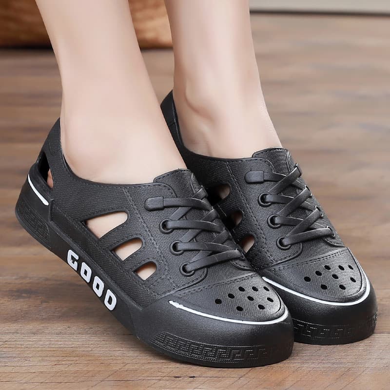 Summer New Women's Student Girl White Shoes Hollow Breathable Comfortable Outdoor Wading Beach Hole Shoes