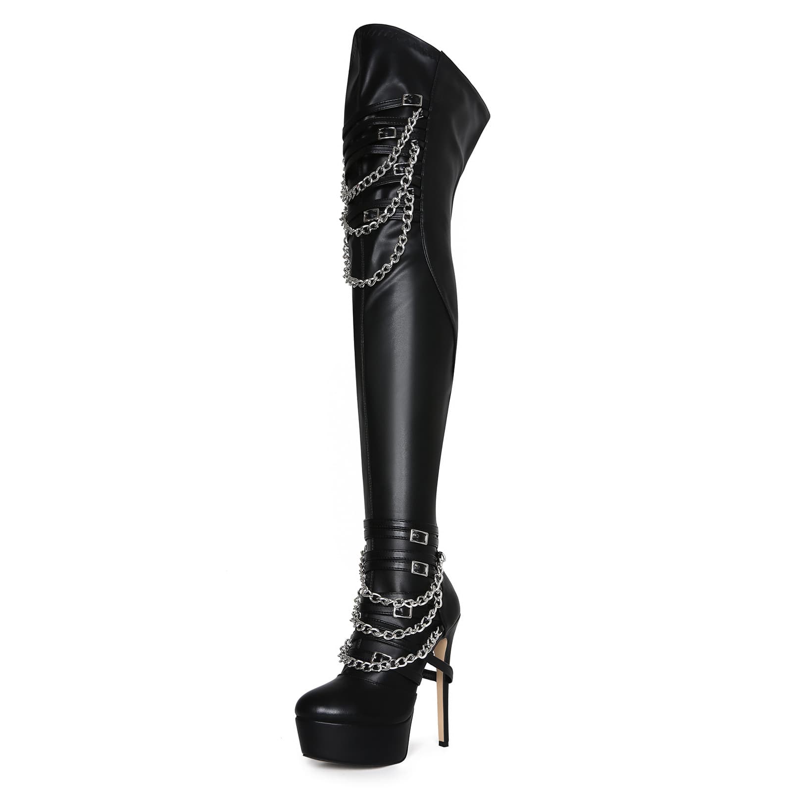 European and American foreign trade cross-border Hentian high sexy water platform banquet high heels chain large size 46 women's over-the-knee boots boots