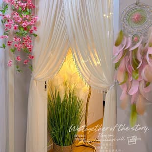 Original Custom Handmade Beaded Curtain with Soft Long Tulle, No-Drilling Partition Curtain, French Tulle Door Curtain