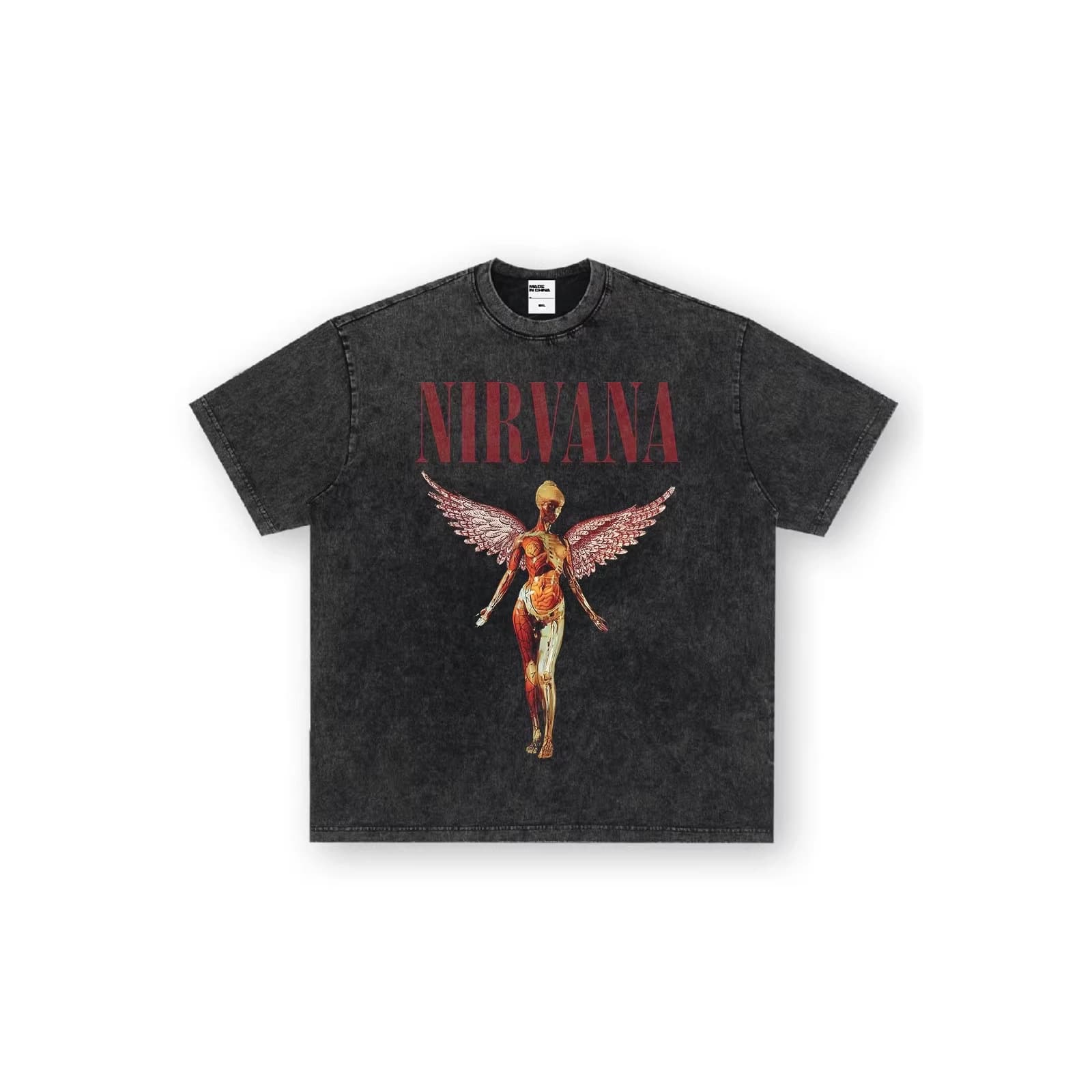 2026 European Size Cross-Border Nirvana Rock American Retro Short-Sleeve T-Shirt Washed Heavy Print American Fashion Vintage