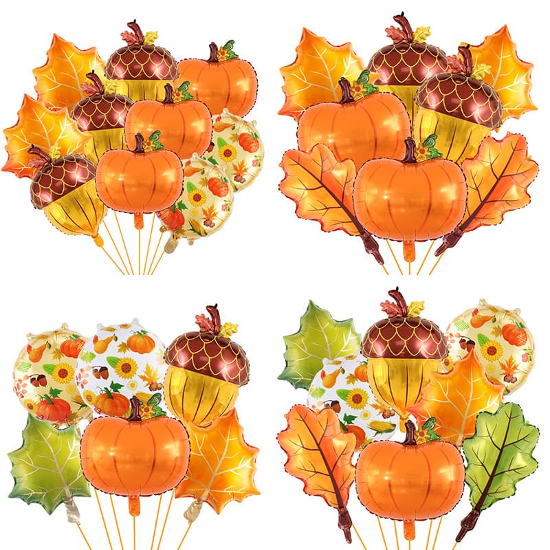 Amazon Thanksgiving Foil Balloon Set Autumn Harvest Party Decor Pumpkin Maple Leaf Theme Balloon Group