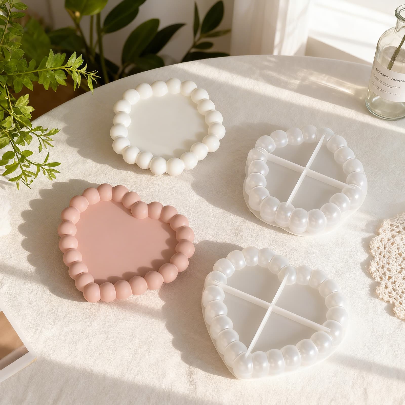 Yihan Geometric Bubble Beads Multiple Coasters Plaster Ornament DIY Irregular Storage Jewelry Tray Silicone Mold
