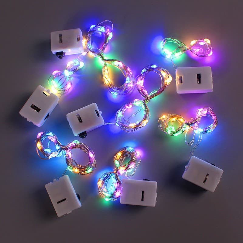 Wholesale LED button battery white box colorful flower string lights Christmas tree decorations copper wire ambient lights