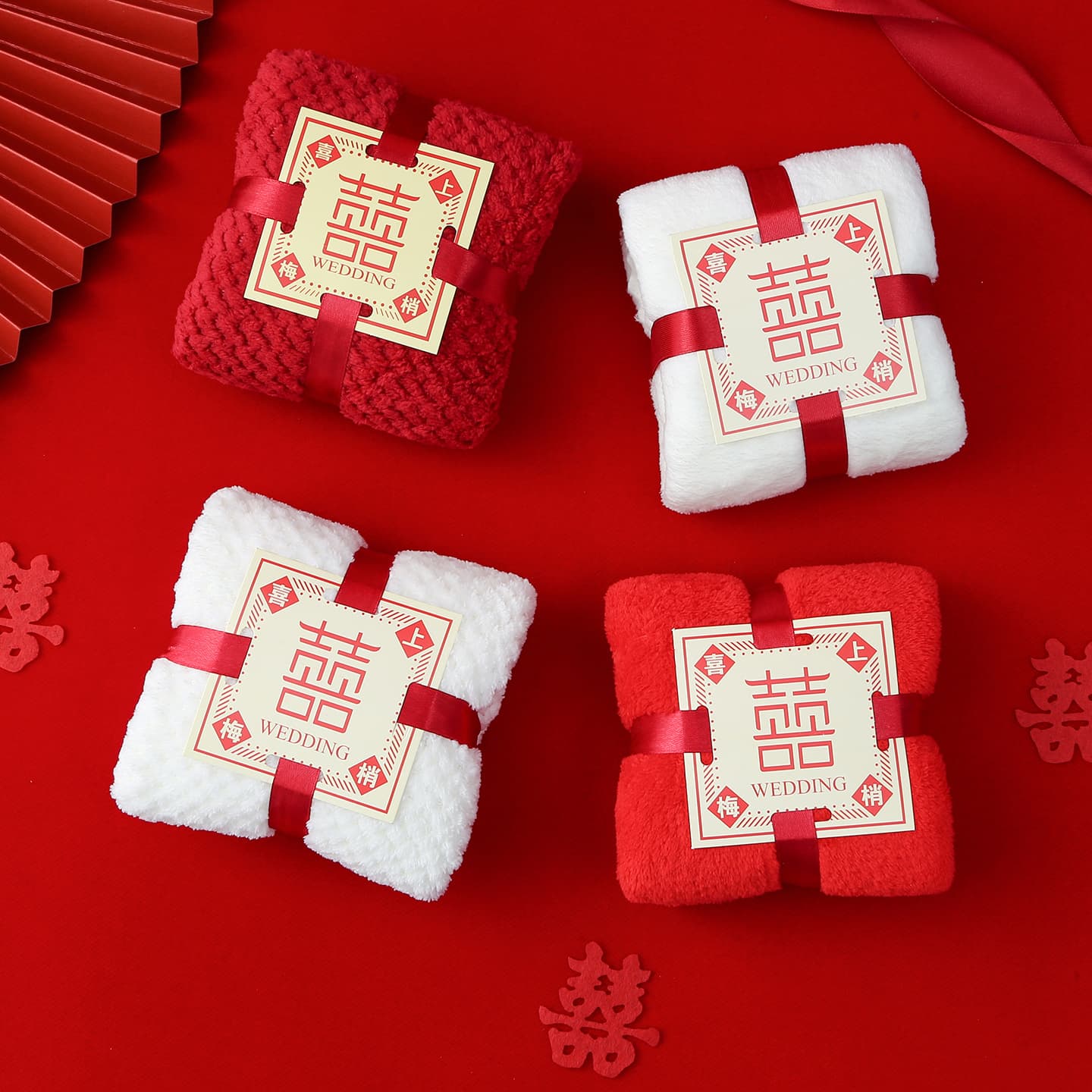 Coral Fleece Gift Towel Wedding Celebration Creative Small Gifts Souvenir Ribbon Square Towel