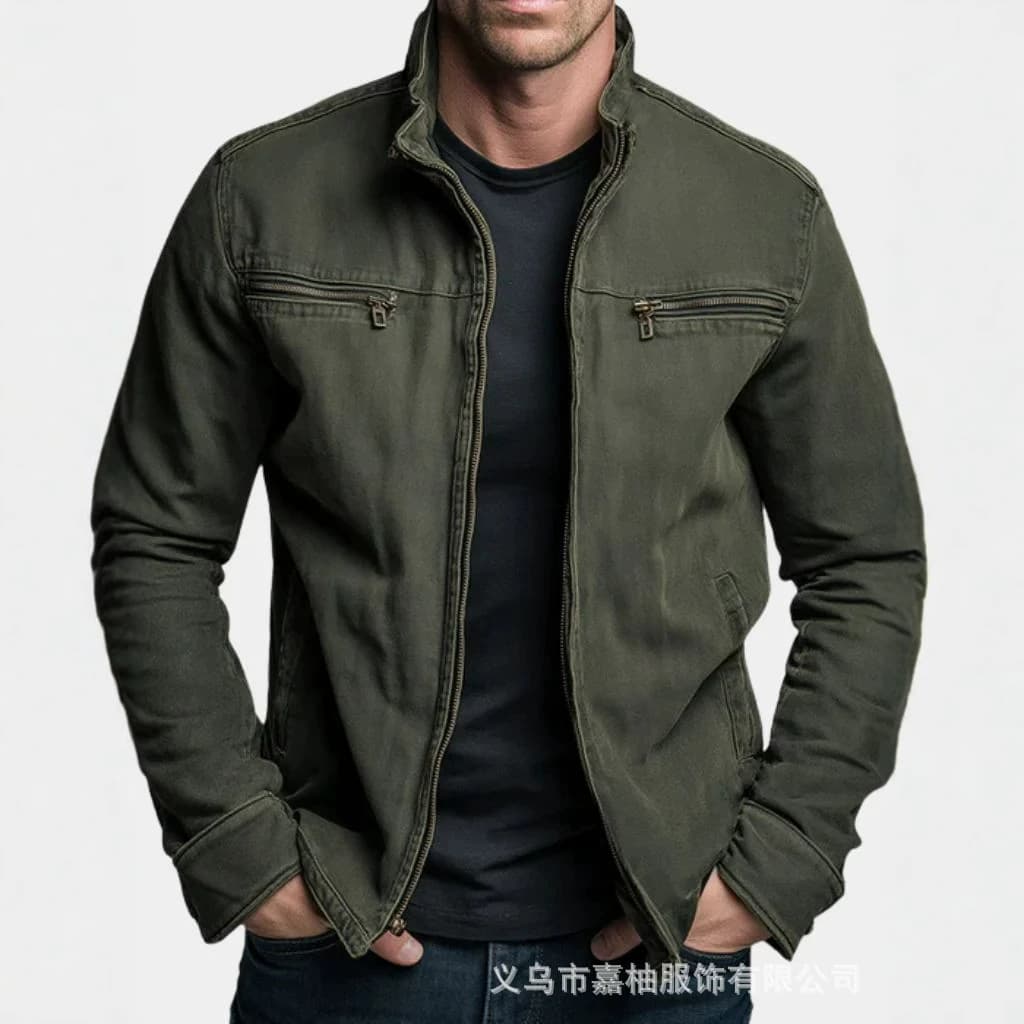 Cross-Border Spring/Fall Jacket Men's Workwear Jacket Casual Retro Pilot Loose Stand Collar Foreign Trade Jacket Coat