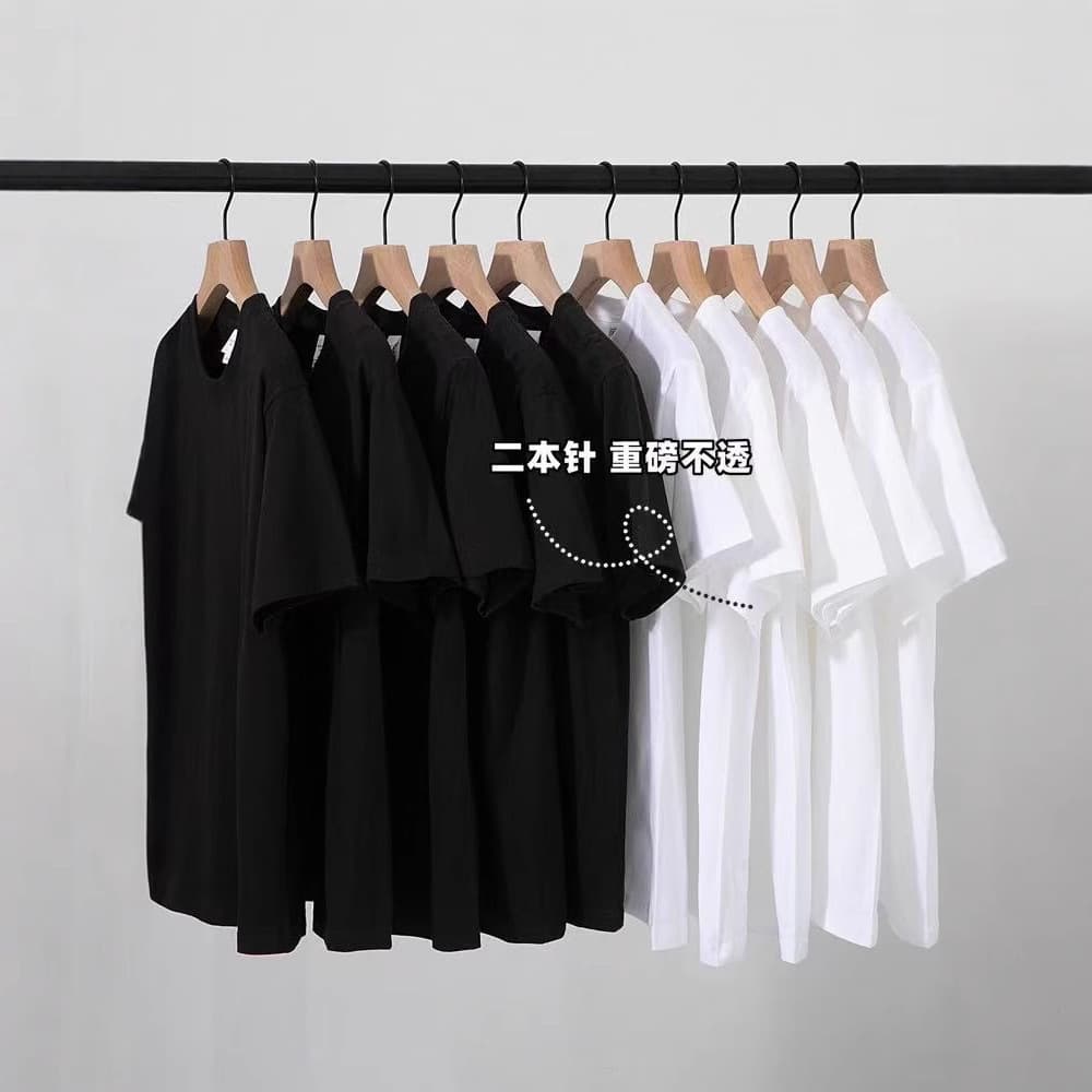 Heavyweight Pure Cotton Solid Color Short Sleeve T-Shirt for Men and Women, White Basic Undershirt, Opaque Top, Half Sleeve Tee, Couple Style