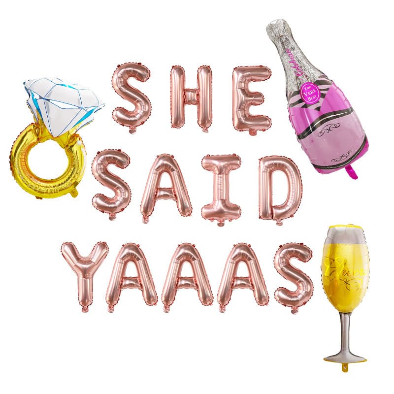 She Said Yaaas Aluminum Film Balloon Engagement Party Decoration Bridal Shower Confession Balloon Party Arrangement