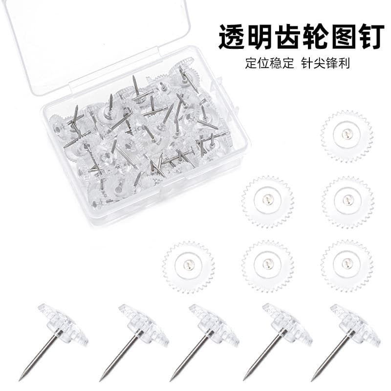 Amazon factory wholesale children's push pins thumb tacks map pins for bulletin board transparent gear round pins bulk quantity best price