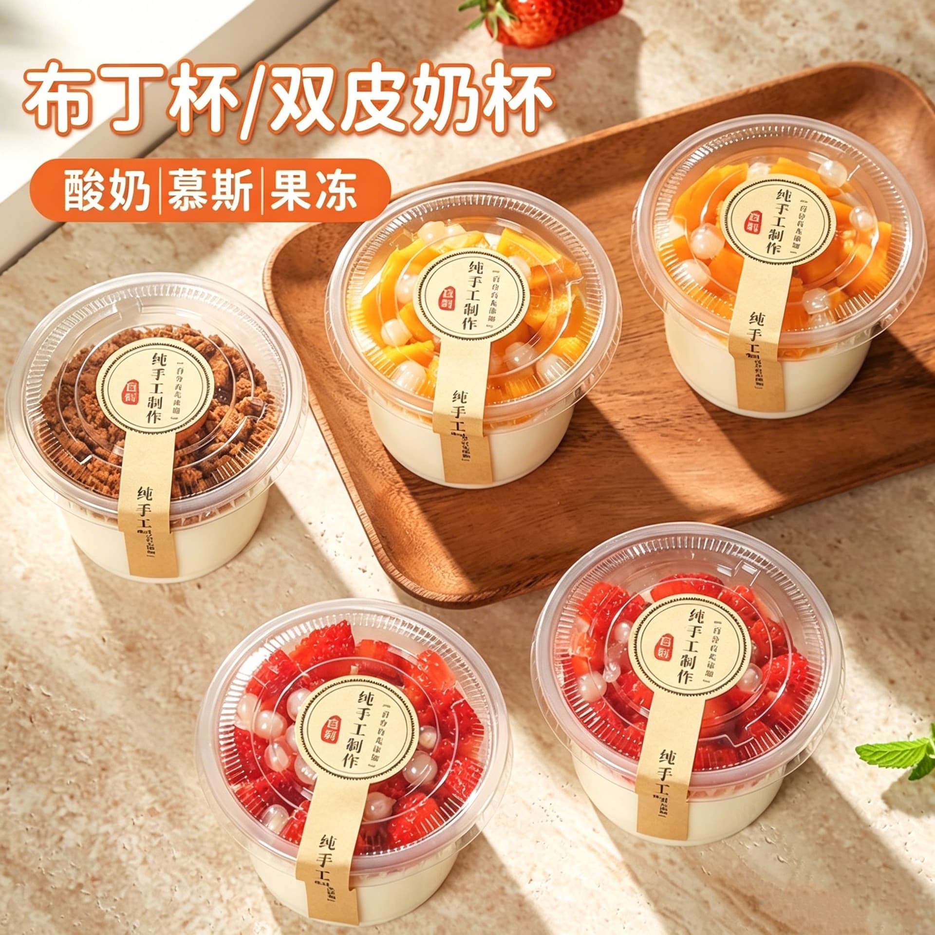 Disposable Mousse Cup with Lid, Thickened Yogurt Pudding Cup, Food-Grade Transparent Plastic Dessert Bowl