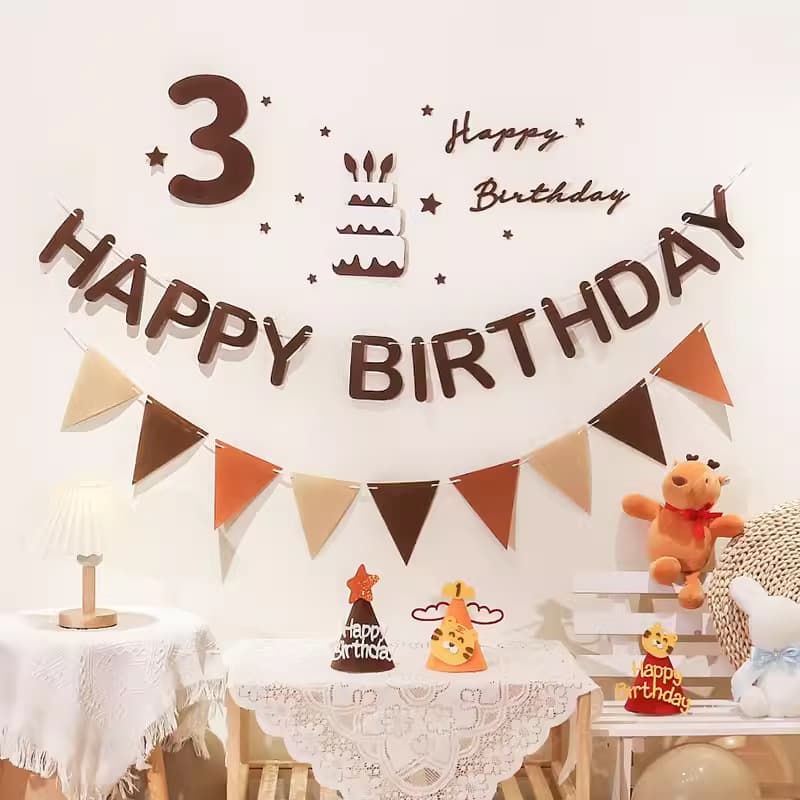 ins felt numbers happy birthday decoration photo pet background wall boy girl baby children party layout