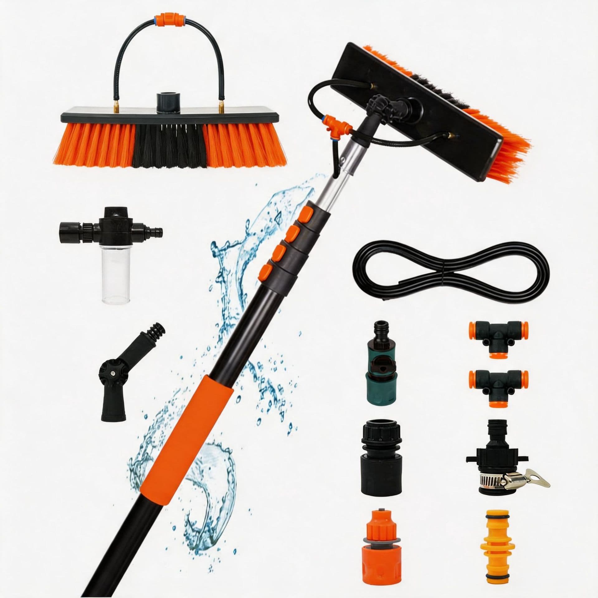 Photovoltaic panel cleaning brush high-altitude cleaning brush set telescopic cleaning tool set car wash glass curtain wall cleaning brush