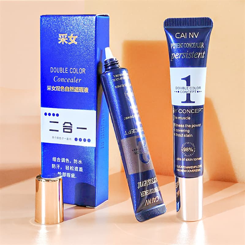 Two-Color Concealer Cream, Foundation Concealer Liquid, Concealer Cream, Foundation Stick, BB Cream with Heavy Coverage