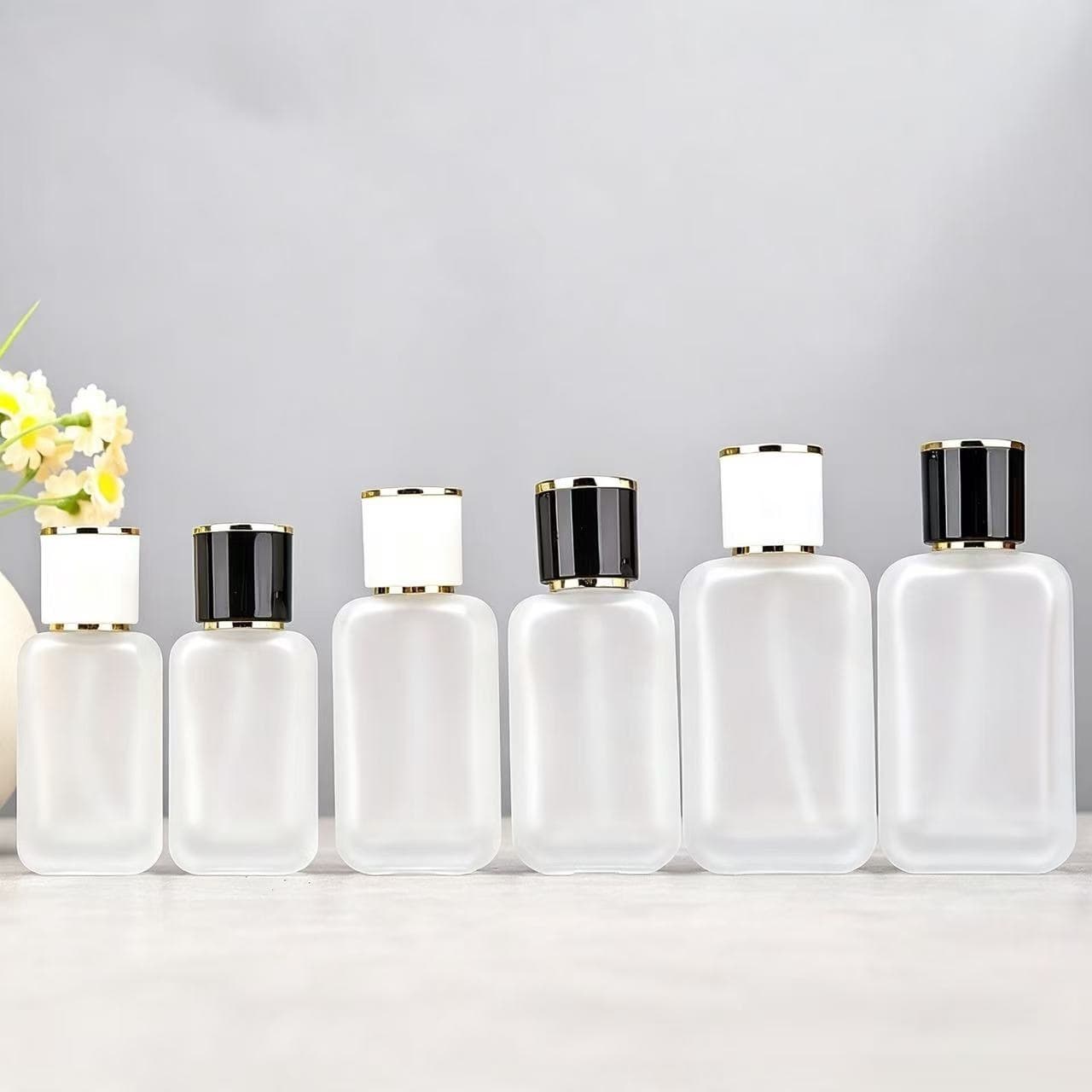 F098A- Perfume Refill Bottle Frosted 20ML 35ml 50ML, Spray Bottle Perfume Empty Bottle Walnut Wood