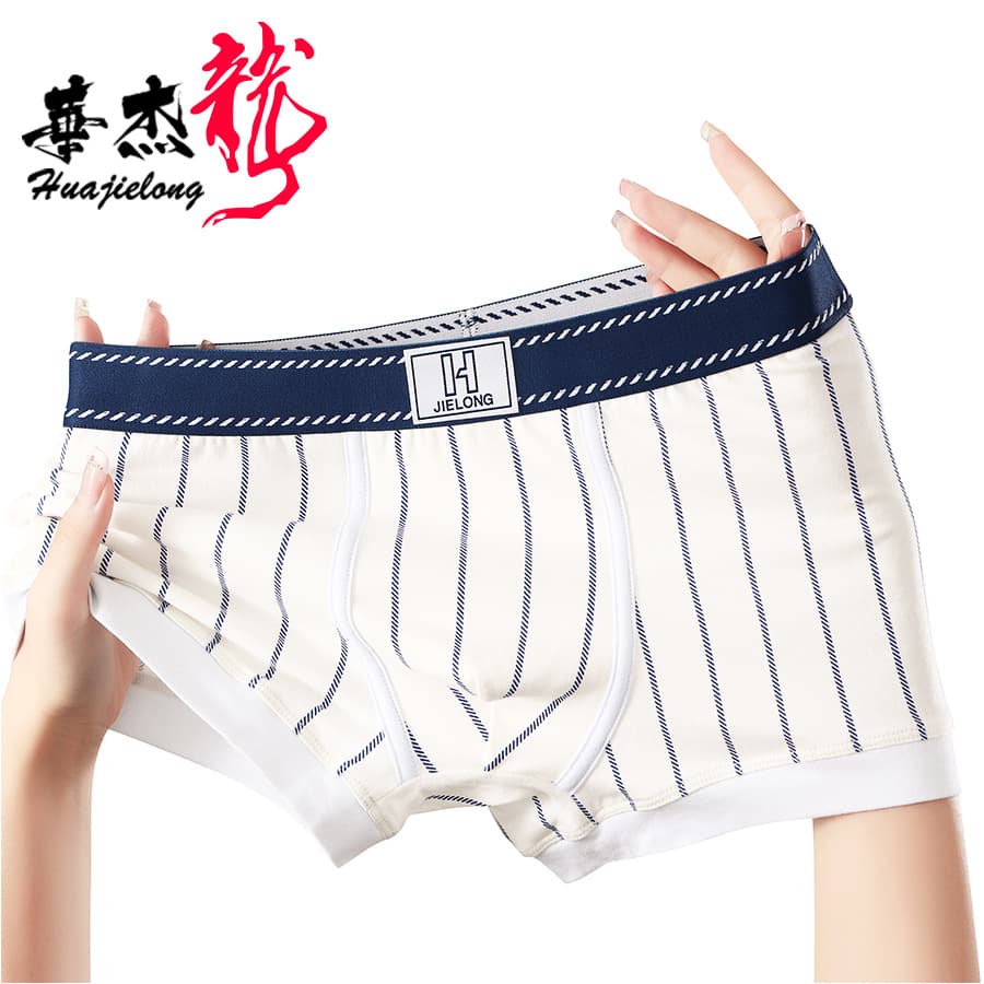 Striped Cotton New Men's Boxer Briefs Breathable Youth Four-Corner Shorts Trendy Casual Shorts Drop Shipping