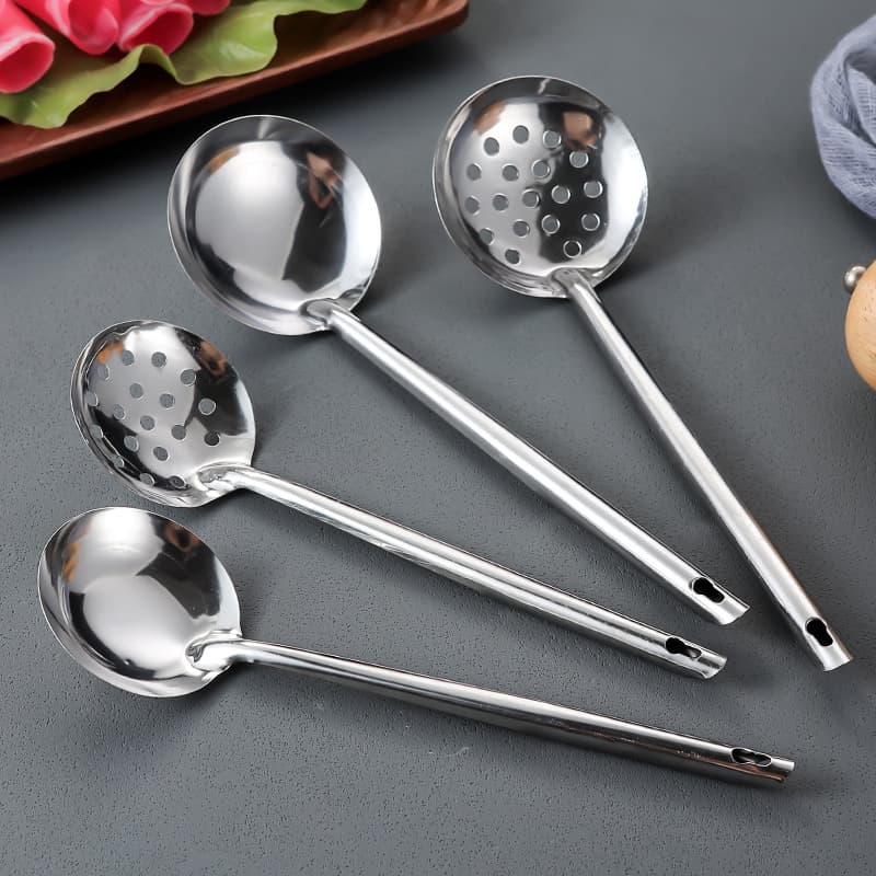 Stainless steel soup strainer, hot pot ladle, cooking utensil, kitchenware, 6#7# round handle, strainer, spoon, tableware