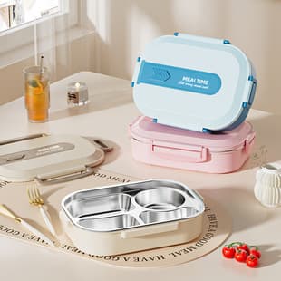 304 Stainless Steel Lunch Box for Students and Office Workers, Microwave Safe Bento Box, Portable Divided Lunch Box for Cafeteria