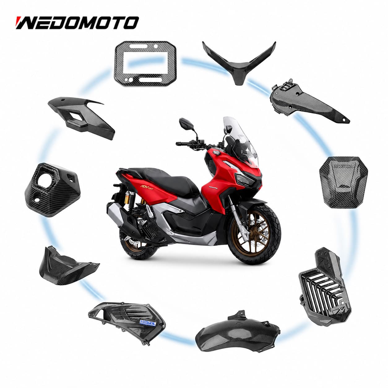 Suitable for 21-26 ADV160 motorcycle body accessories modified water transfer carbon fiber texture decorative shell