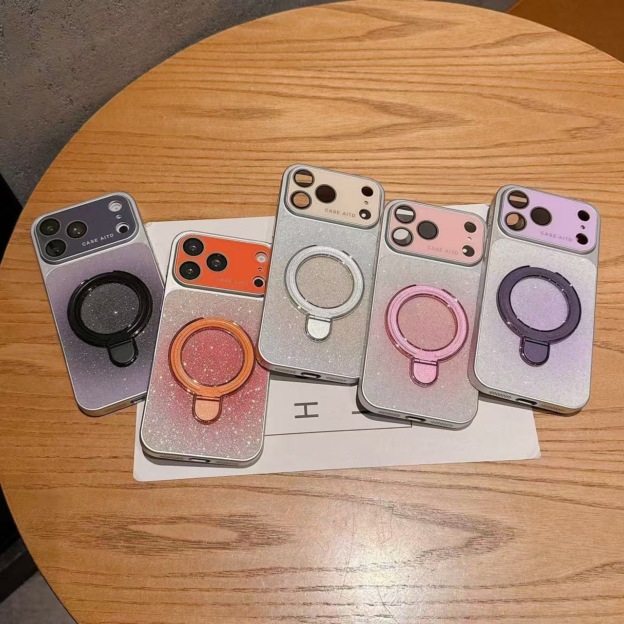 Ombre Gradient Glitter Case for iPhone 17 Pro Max, Apple 16 Turns into 17 Magnetic Bracket Case