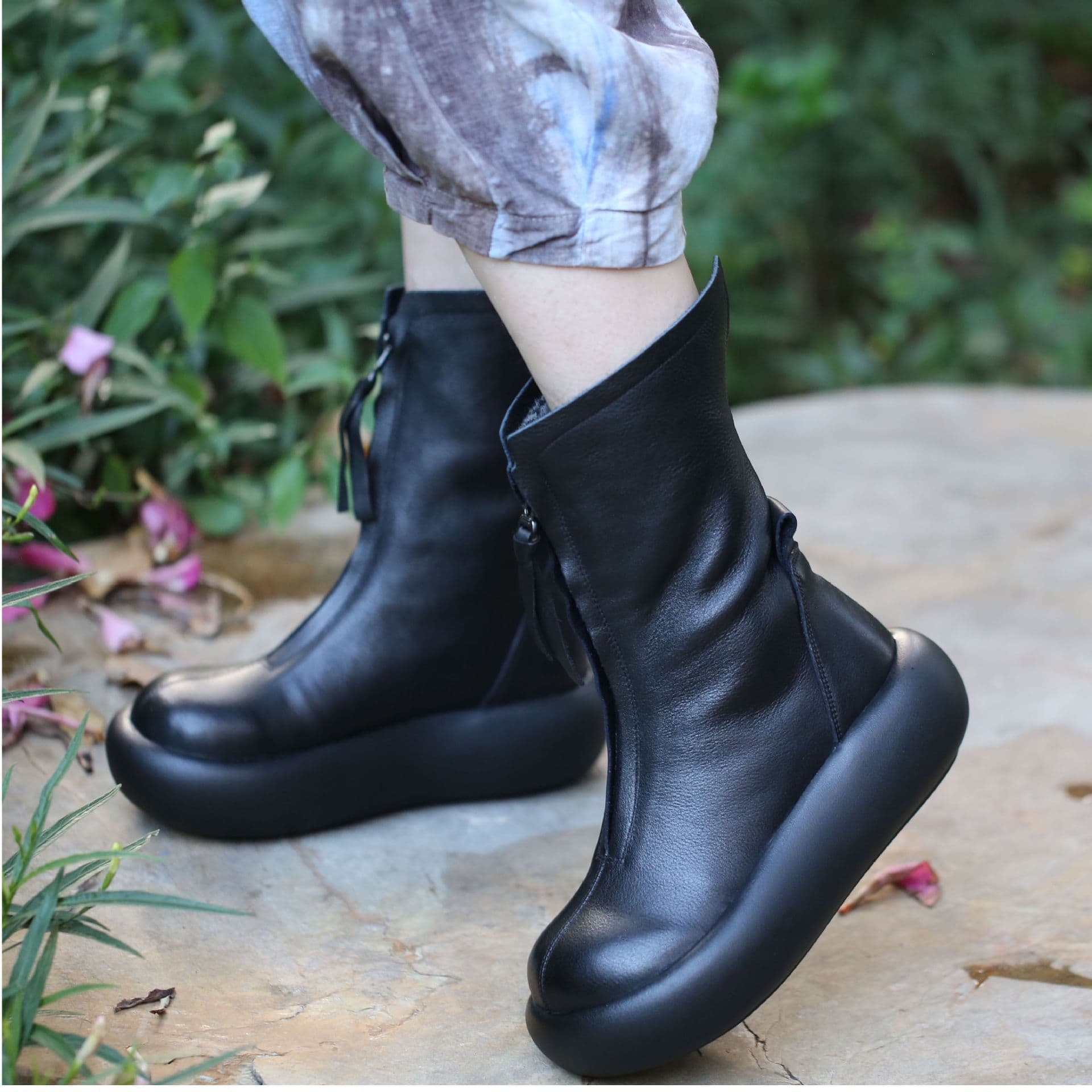 Guangzhou Retro Full-Grain Leather Women's Long Boots 666-38