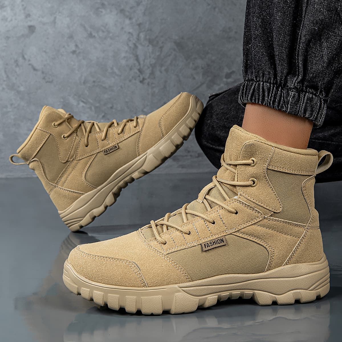 New Autumn/Winter High-Top Outdoor Combat Boots Fashion Casual Hiking Trekking Shoes Martin Boots for Men