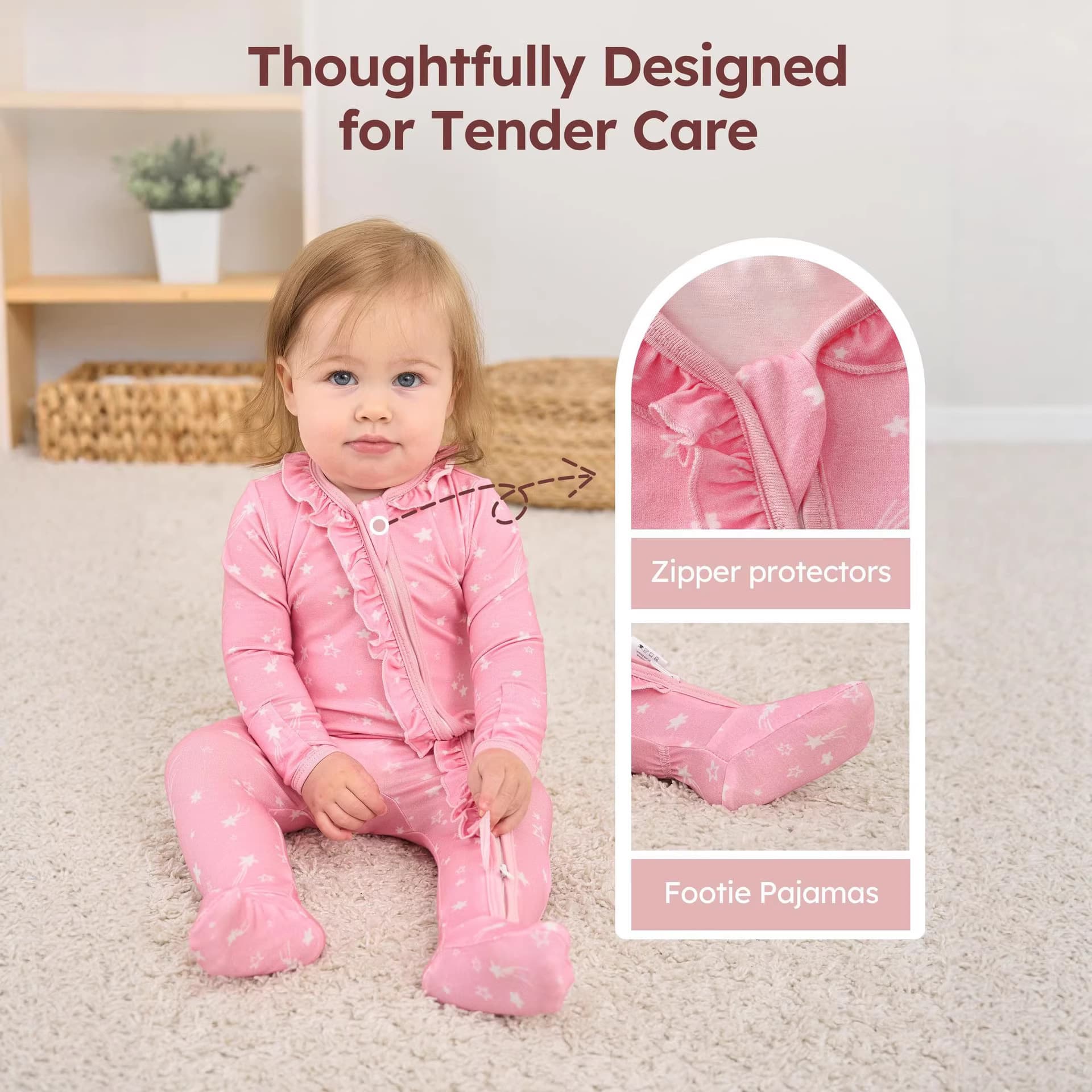 Cross-border Amazon European and American Baby Onesie, Newborn Baby Boy and Girl, Bamboo Fiber Long Sleeve Romper, Footed