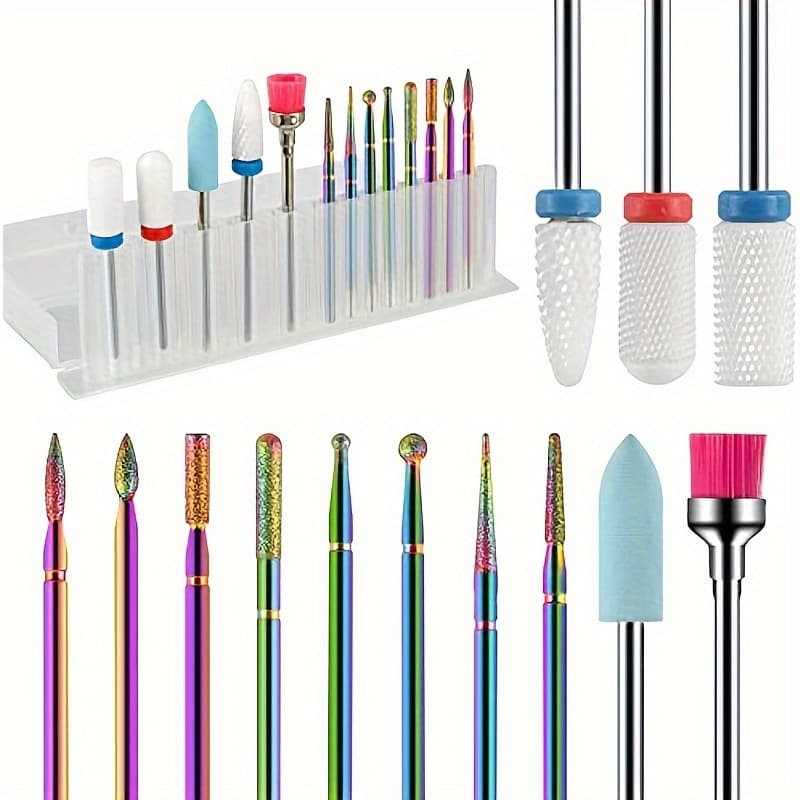 Various Specification Sets Nail Art Ceramic Colorful Diamond Sand Grinding Head Set Cross-Border Best Seller