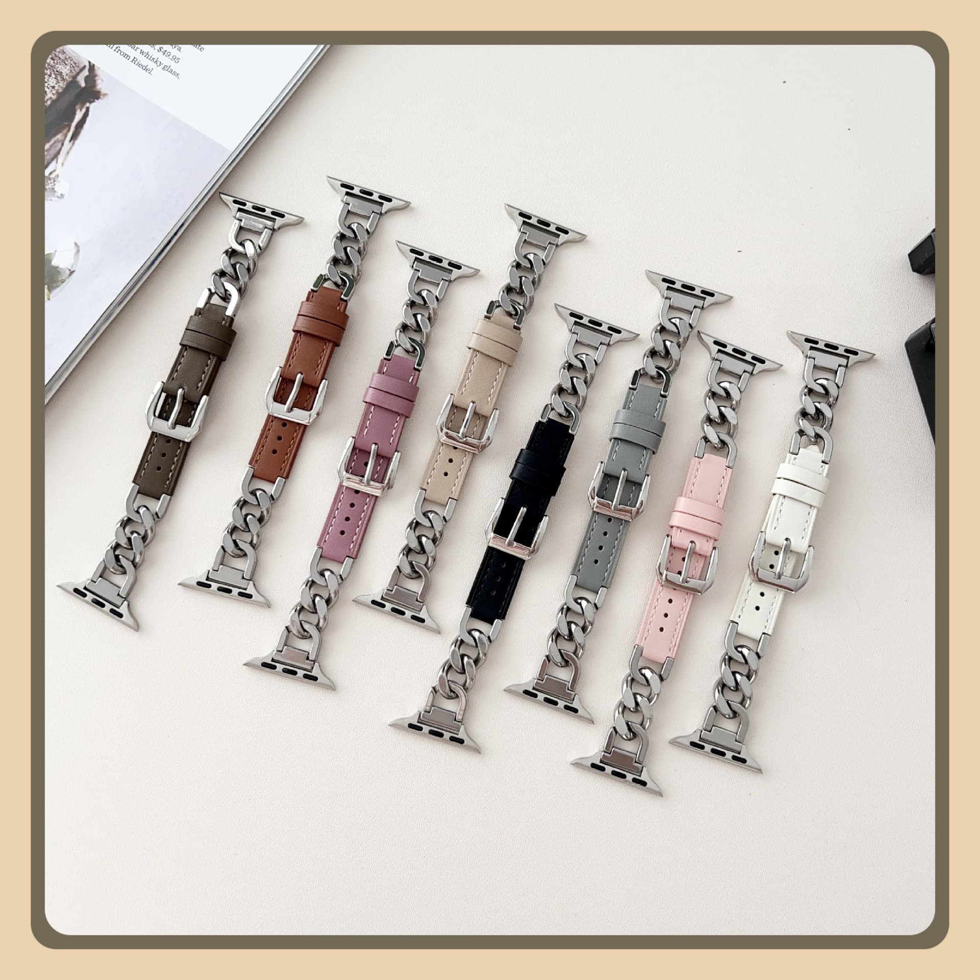 Suitable for apple watchS10 apple watch se metal strap single circle chain denim iwatch9876