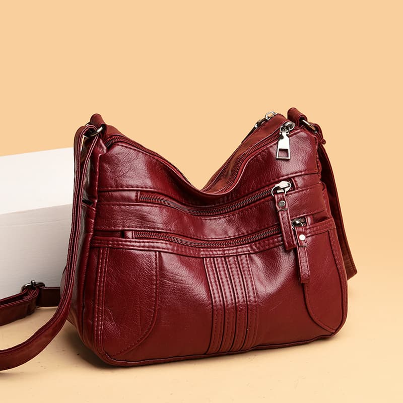Middle-Aged Mom Handbag 2020 New Large Capacity Soft Leather Shoulder Crossbody Bag Versatile Middle-Aged and Elderly Crossbody Bag