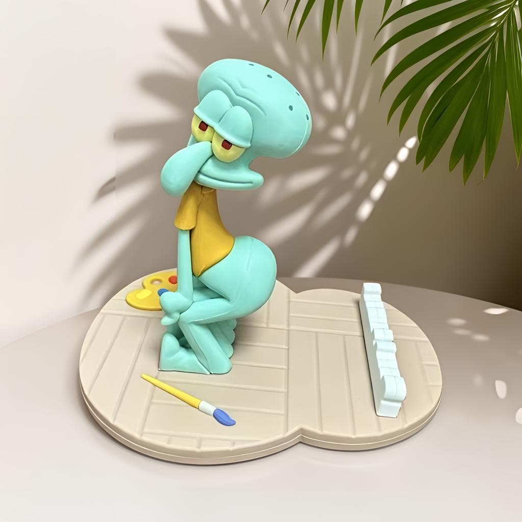 Cartoon ornament Squidward desktop ornament mobile phone holder funny abstract practical birthday gift desktop decoration