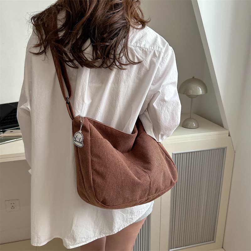 Fashion Corduroy Simple Large-Capacity Dumpling Bag 2025 Spring New Trendy Shoulder Bag Crossbody Bag Women's Bag Trendy