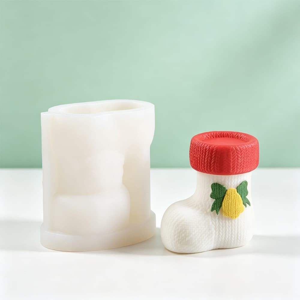 Christmas Stocking Candle Mold DIY Handmade Soap Candle Gypsum Decoration Food-Grade Silicone Mold Wholesale