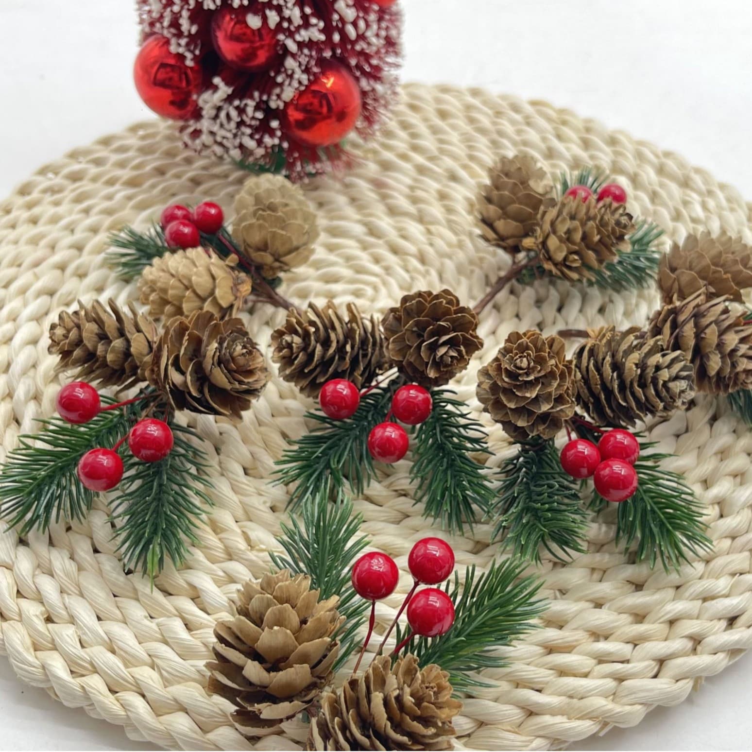 Artificial Pine Cones Pine Needles Pine Flowers Christmas Gift Box Decor Handmade Home Wedding DIY Decorative Materials