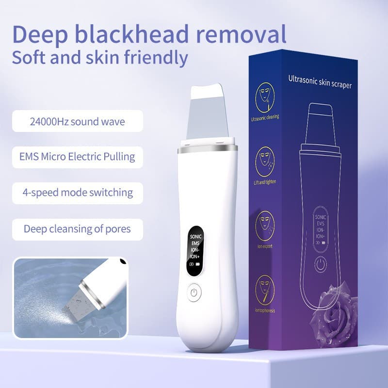 Ultrasonic Blackhead Spatula, Facial Pore Cleansing Skin Spatula, Firming Massager with Ionic Infusion for Blackhead Removal Beauty Tool