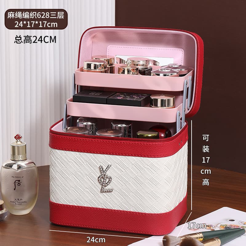 Large Capacity Hard Shell 3D Makeup Bag Multi-Layer Multifunctional Cosmetic Travel Case Influencer Skincare Tool Box