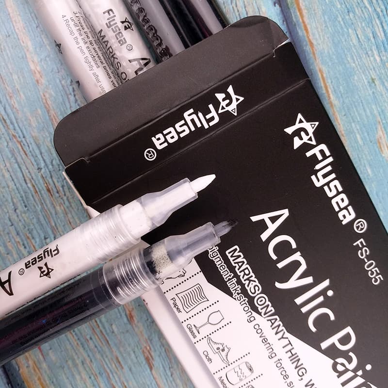 Cross-border 6-pack Black and White Acrylic Markers for Guka, Body Painting, Line Drawing, Wholesale Watercolor Graffiti Highlight Pens