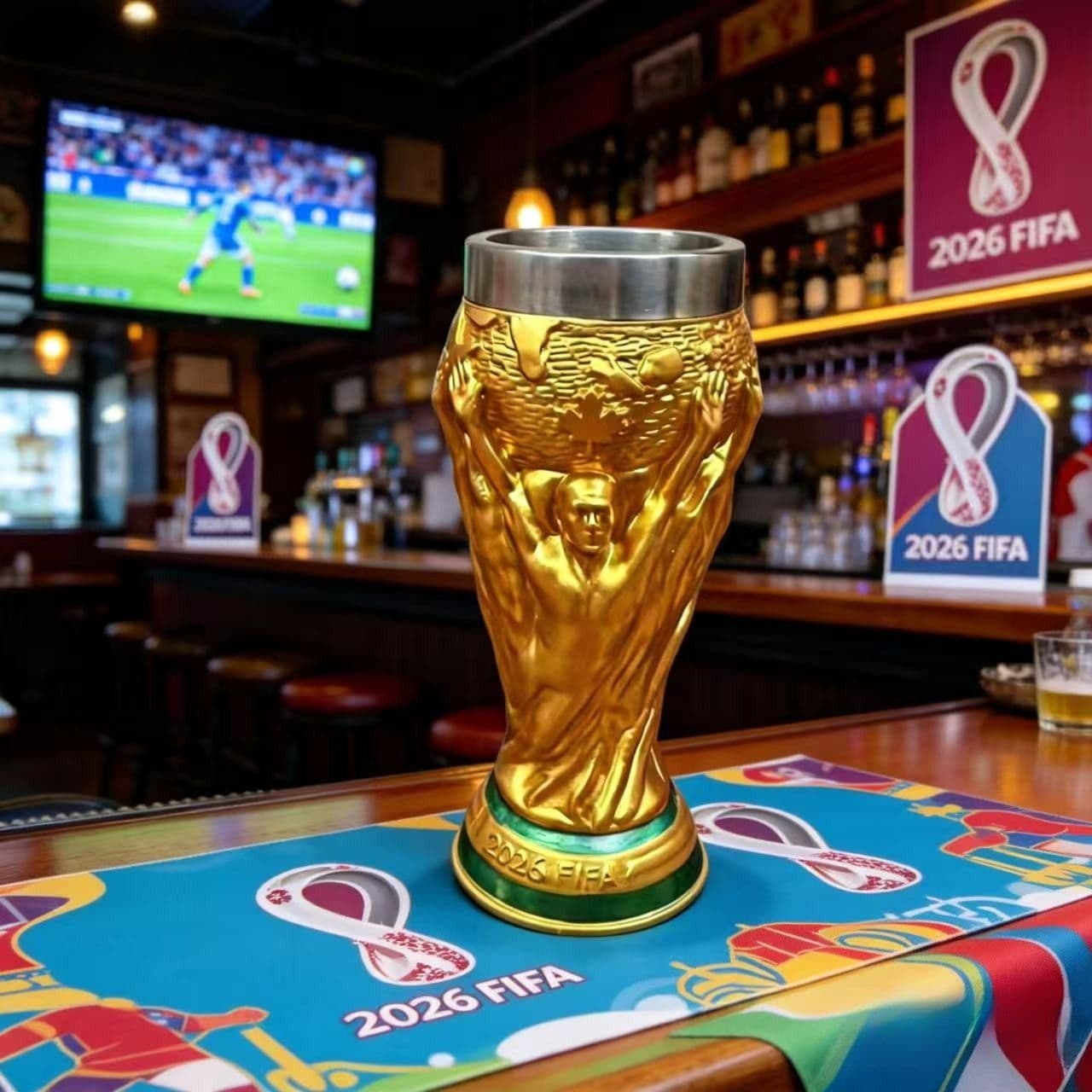 Cross-border 2026 New World Cup Beer Mug USA-Canada-Mexico World Cup Trophy Mug Large Capacity Beer Glass