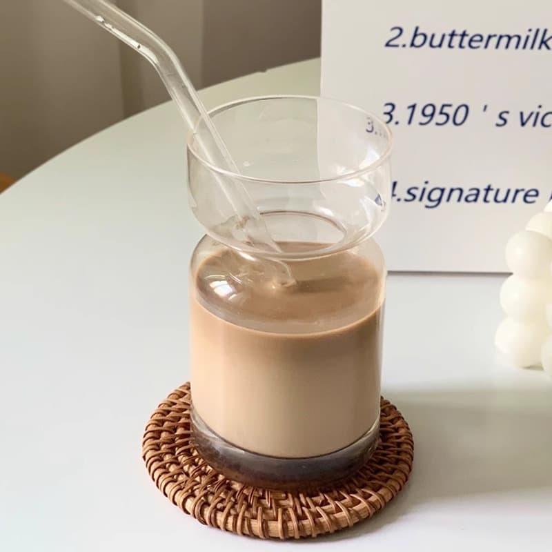 Saturn Coffee Cup Hourglass Timer Cup Creative Iced Latte Americano Coffee Glass Cup Juice Cold Drink Milk Tea Cup