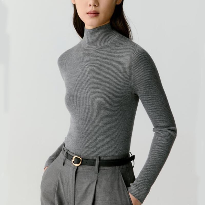 Xiao He same style 24 early autumn new superfine wool semi-turtleneck base layer knitwear seamless one-piece garment sweater women