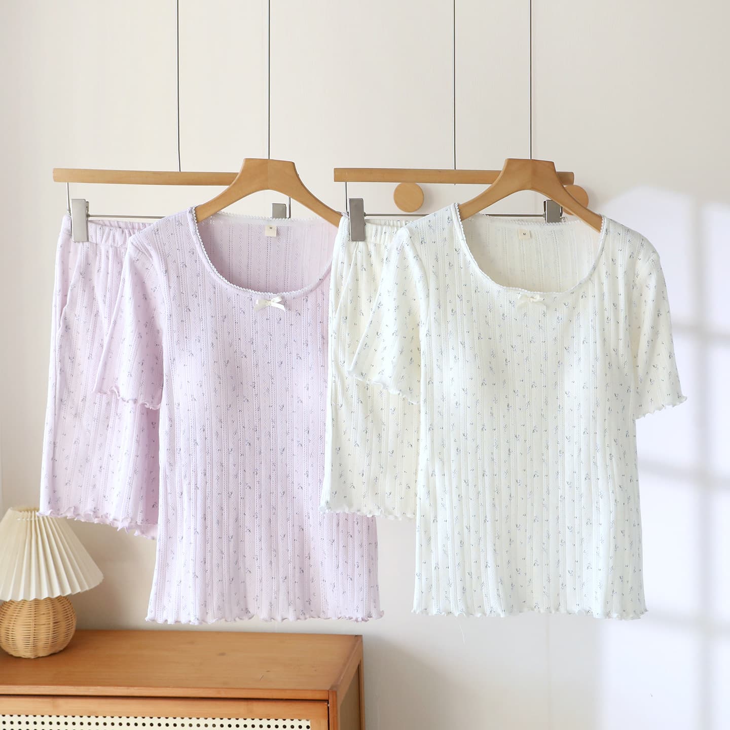 Sweet floral pastoral style pure cotton soft and comfortable pajamas for women spring and autumn short-sleeved shorts pajamas home wear set