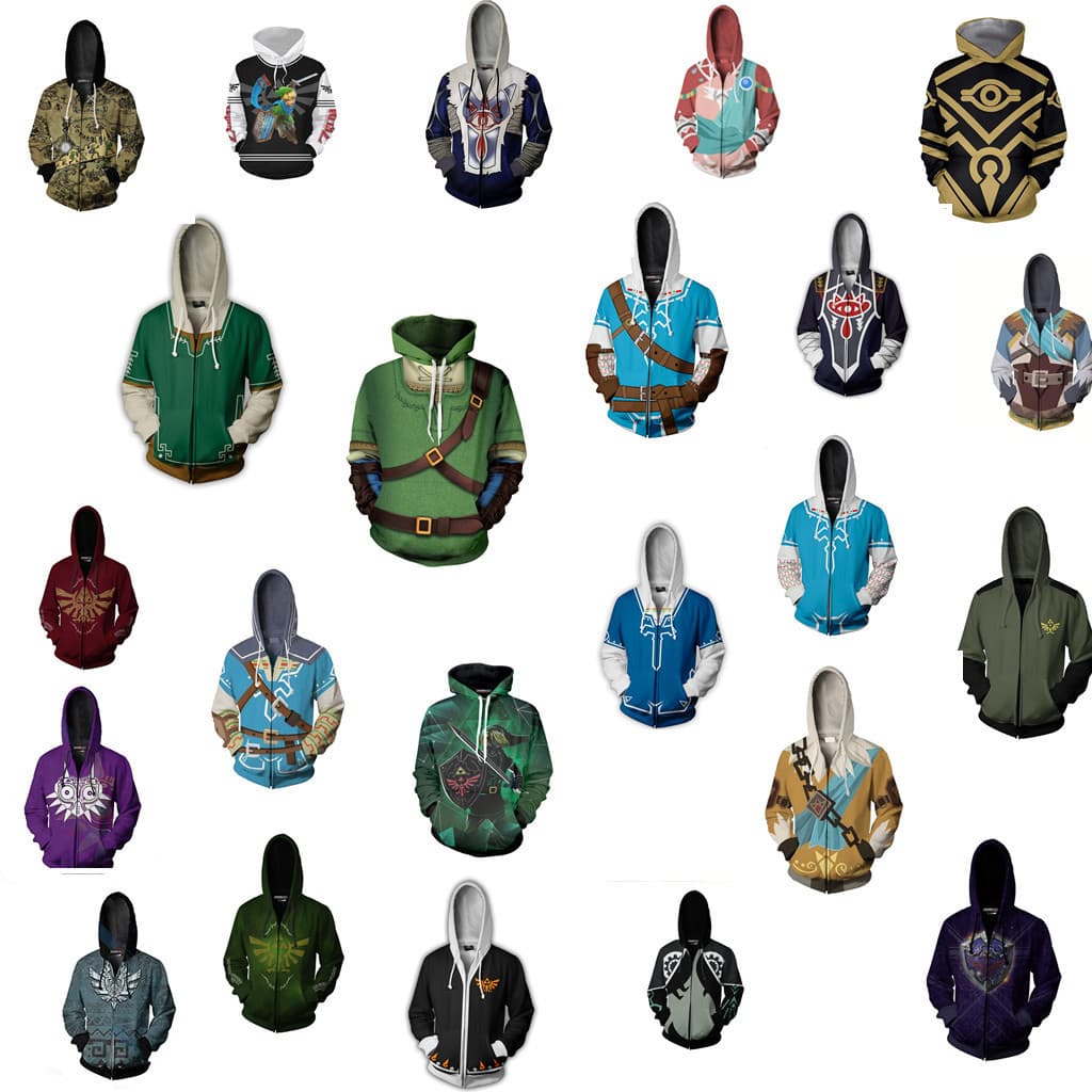 New The Legend of Zelda Hoodie 3D Zipper Cardigan Sports Jacket Cosplay Hoodie