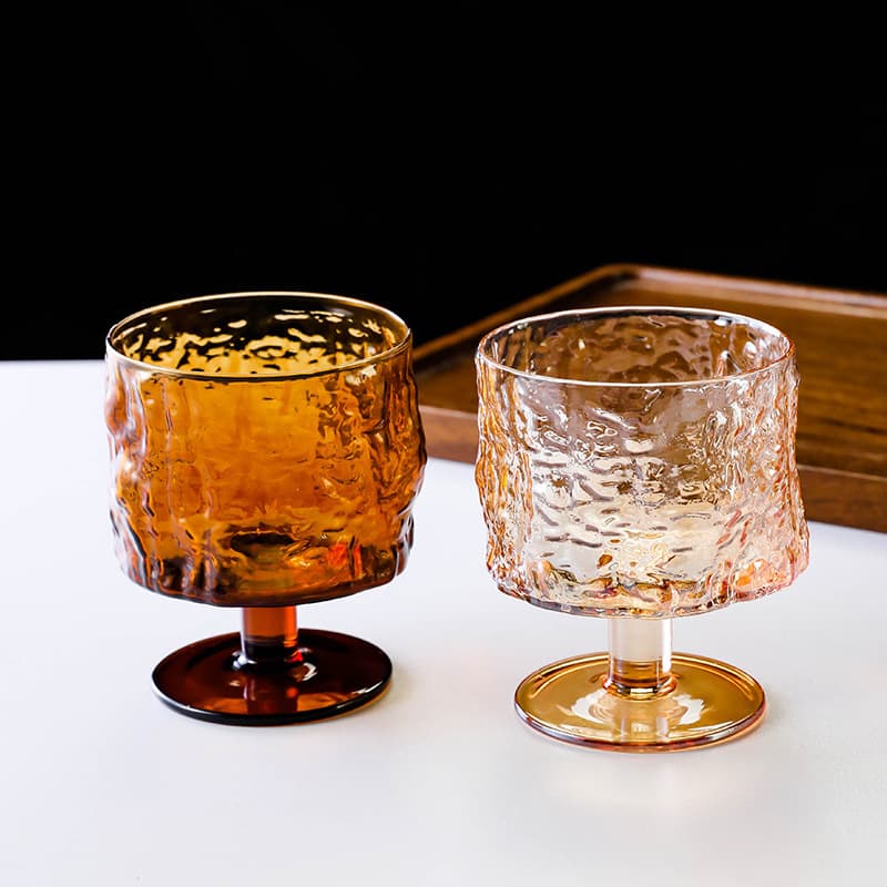 Bark Stemmed Glass Vintage Niche Design Home Glass Sparkling Water Cup Coffee Cup High Aesthetic Wine Glass