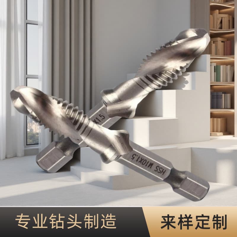 New limited-purchase composite tap drill bit, made of steel and titanium, integrating drilling and tapping, convenient and affordable drilling and tapping drill bit.