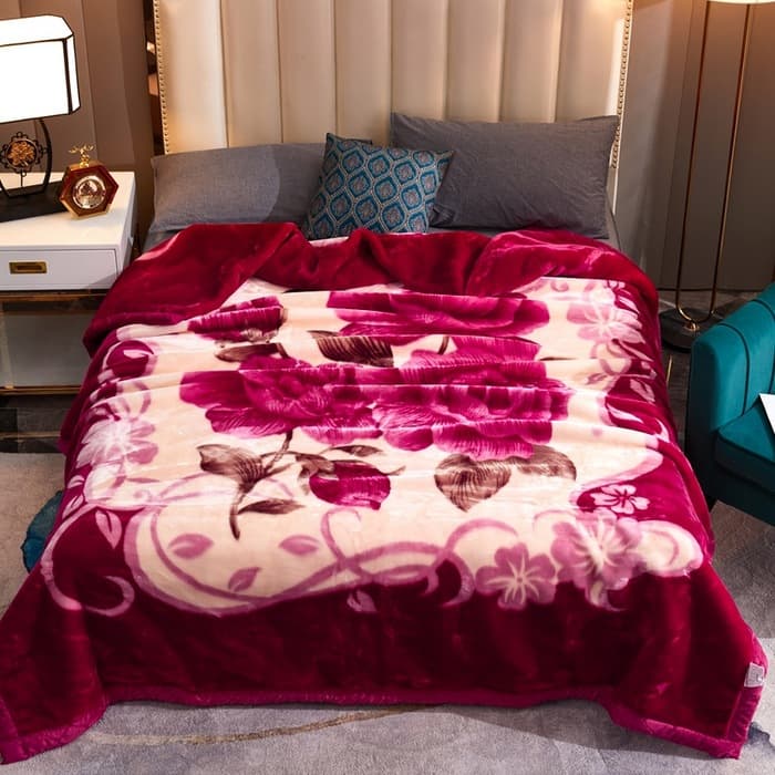 Cross-border Trade Thick Double-layer Raschel Blanket, Bright Red Wedding Blanket, Office Nap Blanket, Sofa Throw Blanket Wholesale