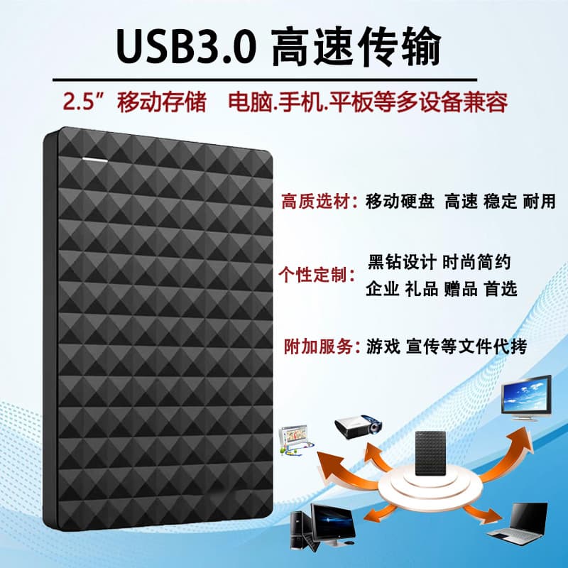 Wholesale Cross-Border Portable Mobile Hard Drive 1TB High-Speed for Laptops, Phones, and Gaming 2TB Large Capacity 500GB