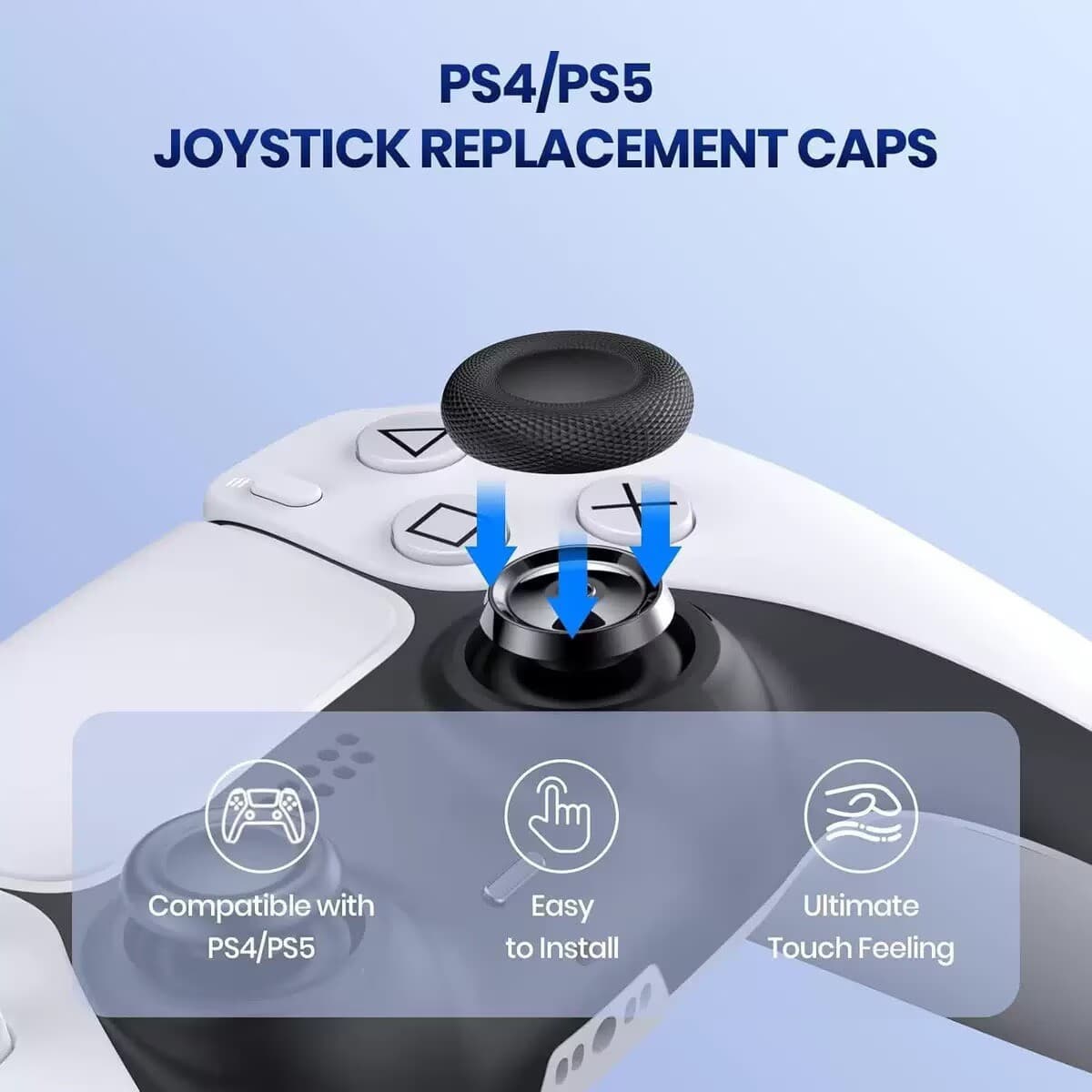 Replacement Repair Caps for PS5 PS4 Game Controller Joysticks, No Disassembly Required, Easy Installation